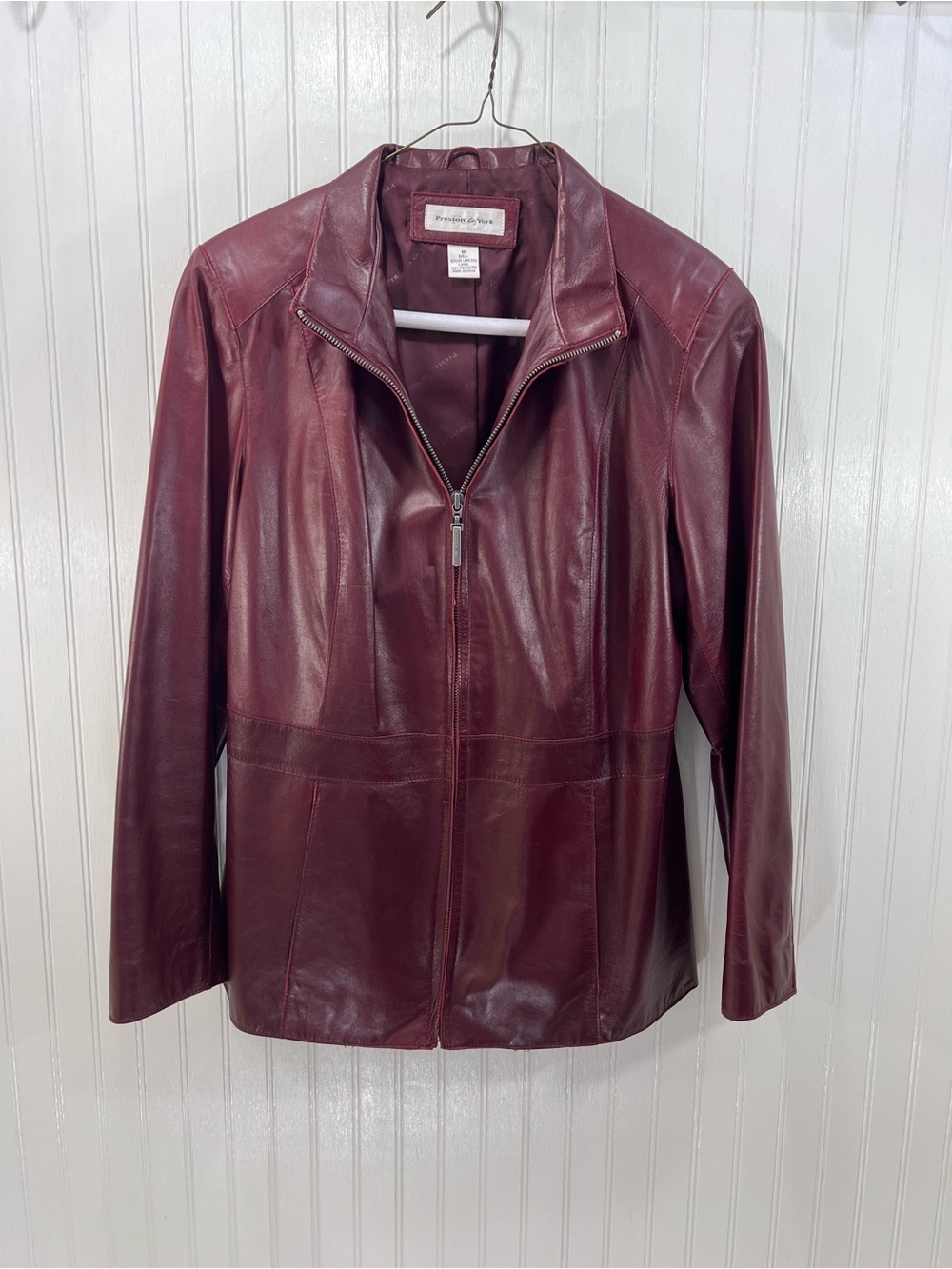 Vintage Preston & York Genuine Lambskin Leather Jacket Burgundy Wine Medium